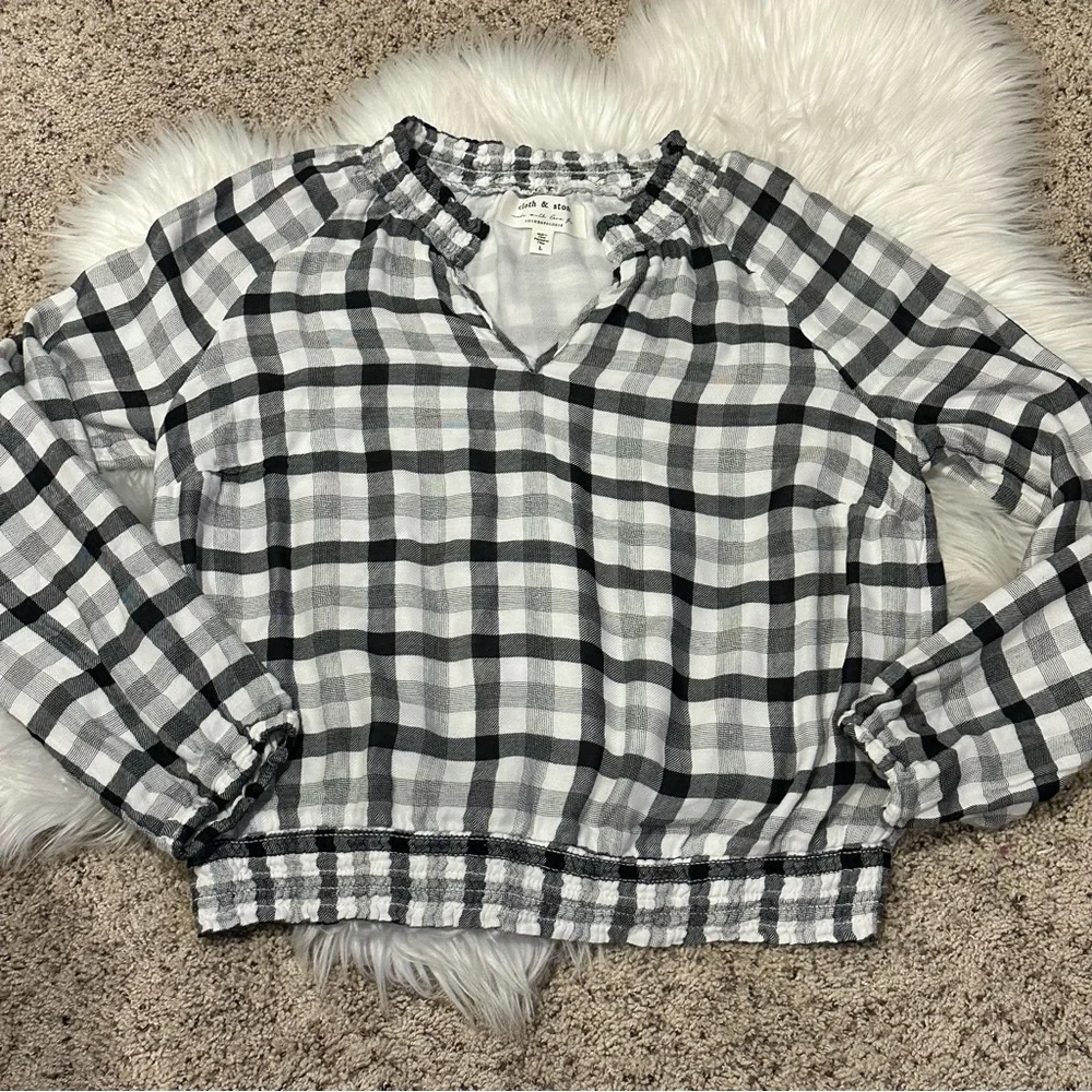 Anthropologie Cloth & Stone Sara Plaid Blouse